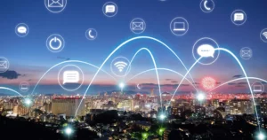 a city with many icons